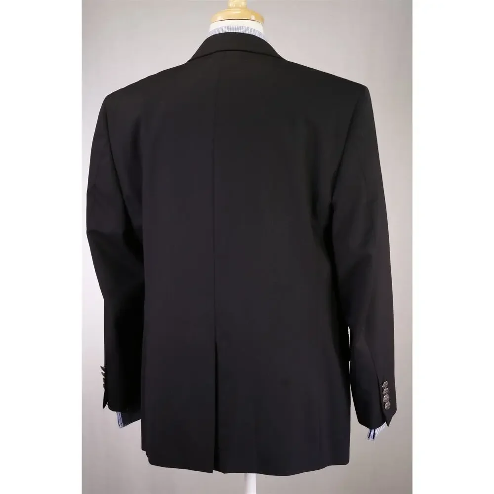 Brooks Brothers Black Metal Logo Buttons 2-Btn Wool Blazer Jacket 42S